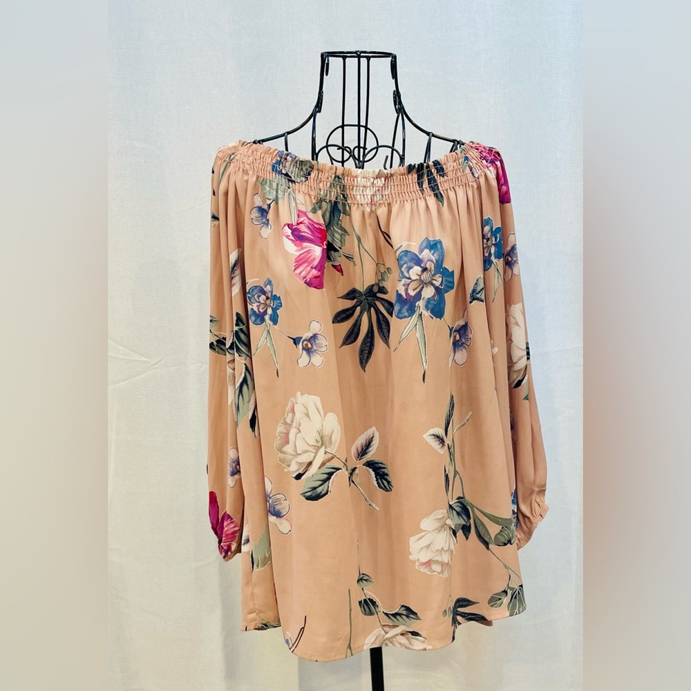 Peach pink off shoulder top